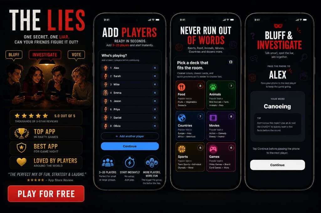 Party game mobile screens